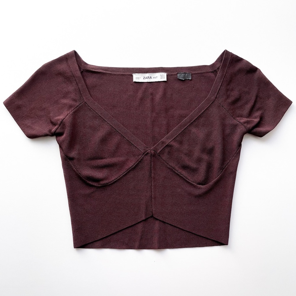 Zara Burgundy Crop Top